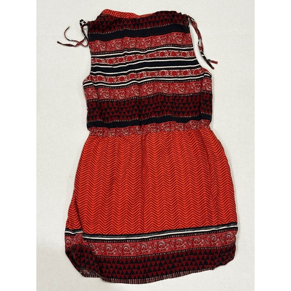 Lucky‎ Brand Red Paisley Print Sleeveless Mini Dress Summer Boho Festival - Picture 5 of 9